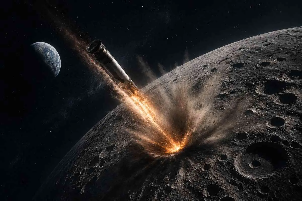 Верхняя ступень ракеты SpaceX Falcon 9, оставшаяся после запуска лунной миссии, может столкнуться с Луной 5 августа 2026 года.